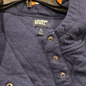 Lands' End Navy Button-Up Hoodie